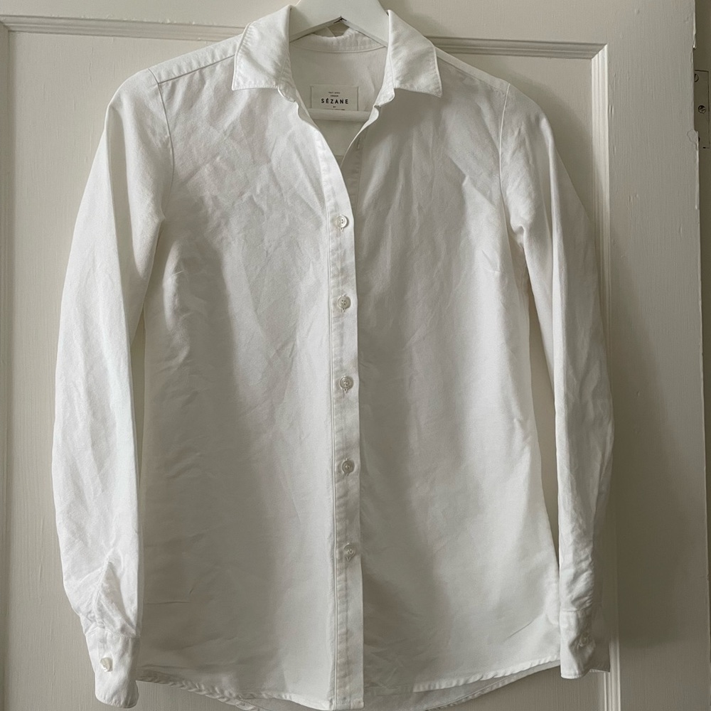Sezane size 34 White Button Down Shirt